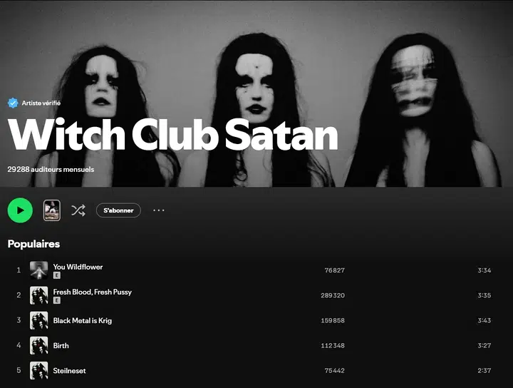 Écouter Witch Club Satan sur Spotify – My Rock Revolution