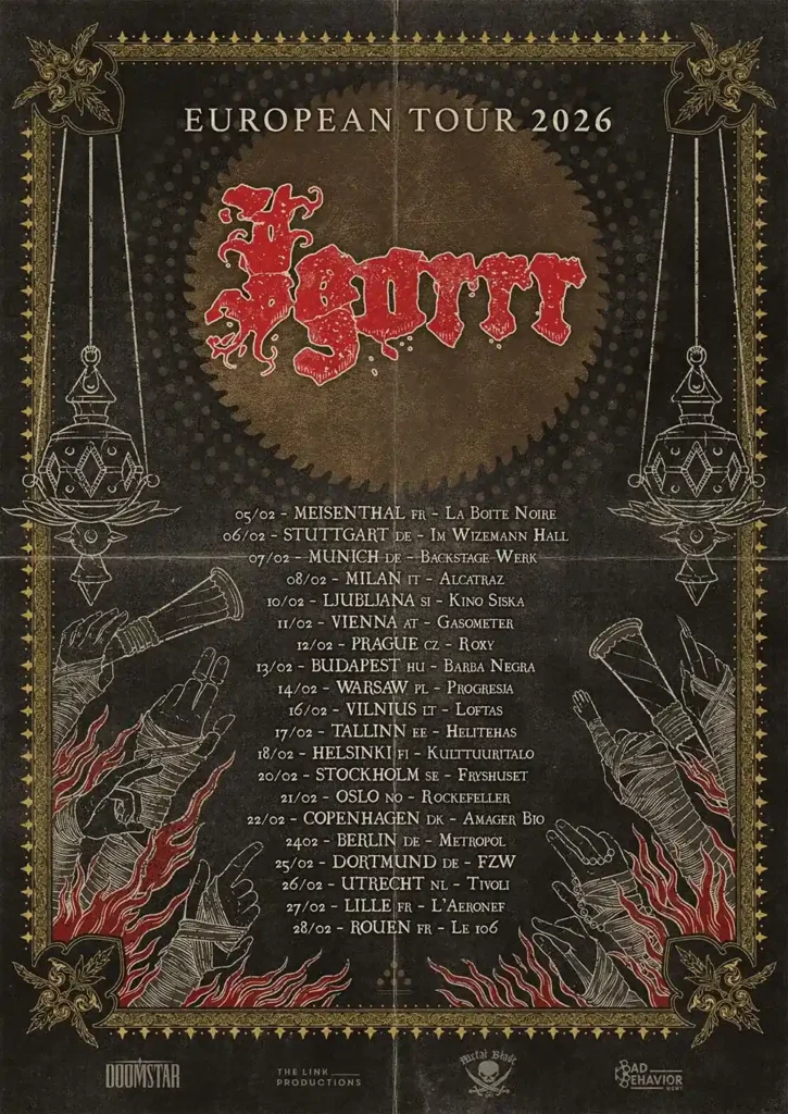 Igorrr Tour 2026 ffiche de la tournée European Tour 2026 du groupe Igorrr